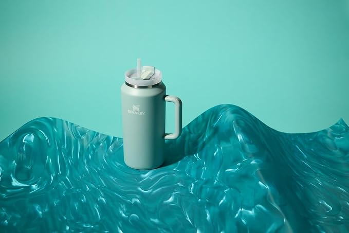 STANLEY Quencher H2.0 Flow State Tumbler, 64 oz, Seafoam | Handle and Straw | 3-Position Lid | Large Capacity for Travel & Sports| Insulated Stainless Steel Cup | BPA-Free
