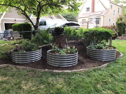 A ANLEOLIFE 8-Pack 4X4X1.5ft & 74x74x18in Deep Root Galvanized Raised Garden Beds Outdoor for Planting Vegetables Flowers Herb, Quartz Grey