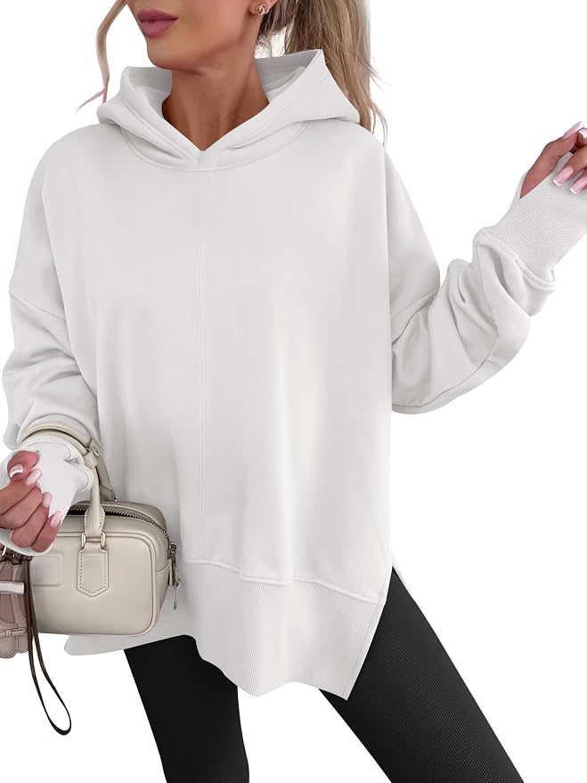 ANRABESS Womens Oversized Hoodies Long Sleeve Fleece Side Slit Hooded Sweatshirts Pullover 2026 Fall Outfits Y2K Clothes