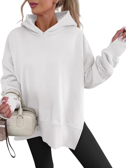 ANRABESS Womens Oversized Hoodies Long Sleeve Fleece Side Slit Hooded Sweatshirts Pullover 2026 Fall Outfits Y2K Clothes