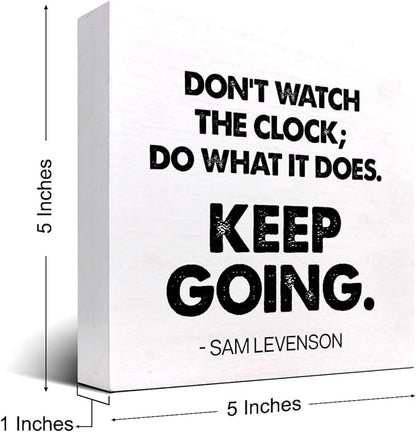 Keep Going Wood Box Signs,Inspirational Quote Wood Plaque Sign Desk Decor,Rustic Motivational Wooden Block Sign Decor for Home Office Shelf Desk Table Decoration C1069