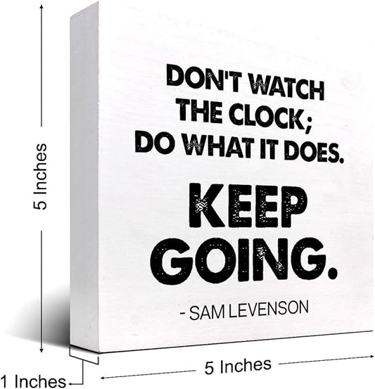 Keep Going Wood Box Signs,Inspirational Quote Wood Plaque Sign Desk Decor,Rustic Motivational Wooden Block Sign Decor for Home Office Shelf Desk Table Decoration C1069
