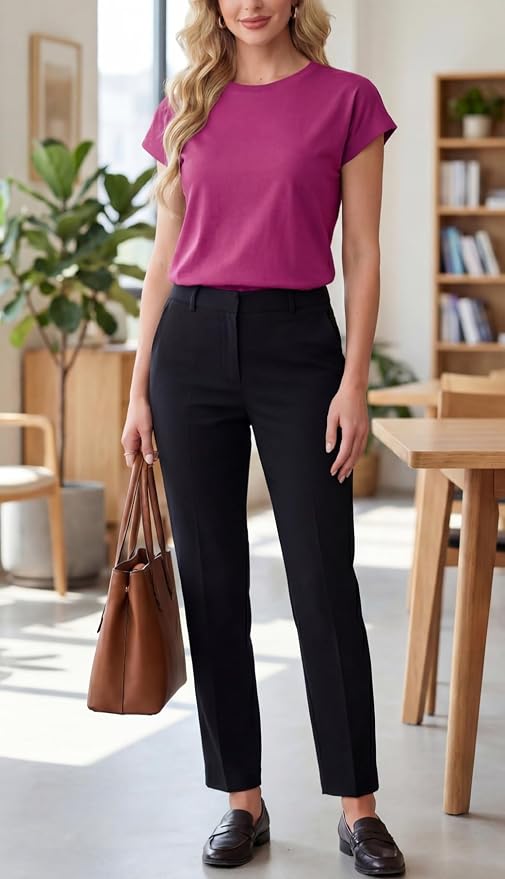 GRECERELLE Womens Summer Tops Cap Sleeve Crew Neck Basic T-Shirt | Everyday Casual Wear, Layering Friendly, Wrinkle-Resistant, Business Casual Ready, Lightweight & Packable, Capsule Wardrobe