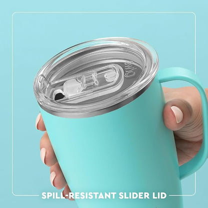 Swig Life 18oz Insulated Travel Mug with Handle & Lid, Caliente | Triple Insulated Stainless Steel - Handle & Lid Included - Keeps Coffee Hot or Cold - Cup Holder Friendly