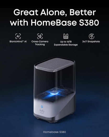 eufy Security eufyCam S4 4-Cam Kit, 4K Solar Wireless Outdoor Security System,3-Lens Bullet-PTZ cam, 360° Coverage,Cross-Cam Track, AI Facial Recognition, 8X Zoom,0 Monthly Fee,Expandable up to 16TB