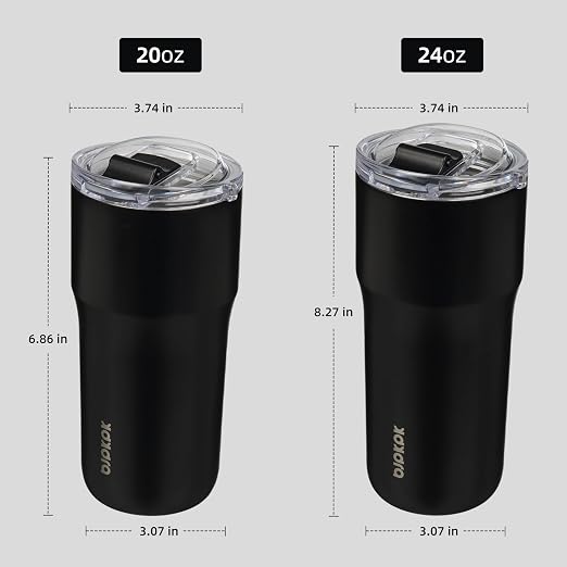 BJPKPK 20oz Spill Proof Coffee Tumbler, Insulated Stainless Steel Cup | Double Wall Vacuum, Leakproof Lid, Keeps Hot/Cold/Iced, BPA Free, Dishwasher Safe, Cupholder, Travel, Black