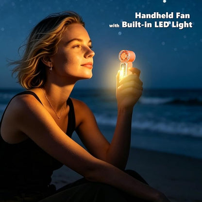 Portable Mini Handheld Fan, 100 Speed Adjustable Pocket Fan with Digital Display, USB-C Rechargeable Personal Fan, Long Battery Life, Small Cooling Fan for Travel(Orange)