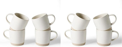 famiware Coffee Mugs Set of 4, Milkyway 13 oz Mug Set, Ceramic Cup Set with Handle for Coffee, Tea, Cocoa, Milk, Matte White (Pack of 2)