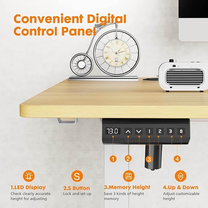 NicBex Home Office Desk 55'' x 23" Electric Height Adjustable Standing Desk Computer Desk Office Desk, Sit to Stand Ergonomic Computer Desk Adjustable Desk, Yellow