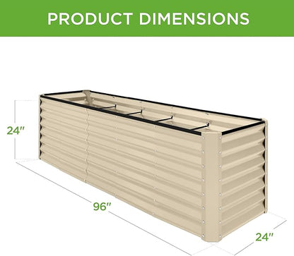 Best Choice Products 8x2x2ft Outdoor Metal Raised Garden Bed, Rectangular Deep Root Planter Box for Vegetables, Flowers, Herbs, and Succulents w/ 239 Gallon Capacity - Beige