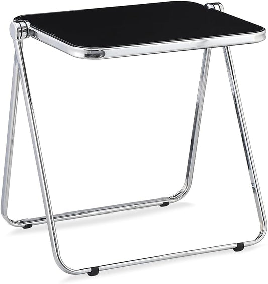 KAIHAOWIN Folding TV Tray Table- Acrylic Foldable Desk No Assembly Required Tiny Desk for Home Office Side Table Small Computer Desk for Small Spaces-Black
