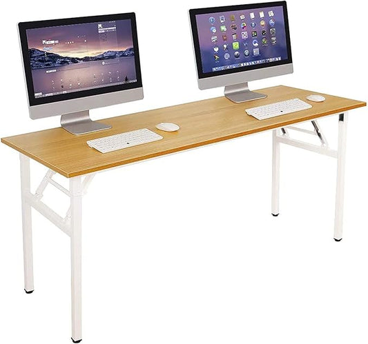 Computer Desk,62 Inch Modern Simple Style Folding Tables,Home Office Writing Desk, Space Saving Foldable Table, No Install Needed