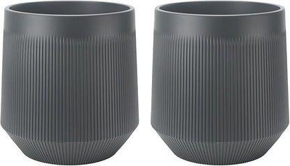 Plant Pots，Set of 2 Plastic Large Pots for Indoor Plants,Flower Pots Outdoor Planters with Drainage Hole and Seamless Saucer,(Gray 15Inches)