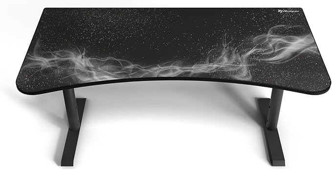 Arozzi Arena Special Edition Ultrawide Curved Gaming and Office Desk with Full Surface Water Resistant Desk Mat Custom Monitor Mount Cable Management Cut Outs - Gunmetal Galaxy