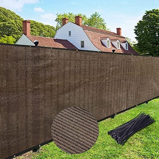 UPGRADE Privacy Fence Screen 6'x49' Brown Outdoor 90% Visibility Blockage 170 GSM Mesh Shade Cover Panels for Backyard,Balcony,Home Decoration with Zip Ties,Customized Avaliable