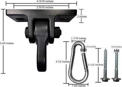 Heavy Duty Black Swing Hangers Screws Bolts Included Over 5000 lb Capacity Playground Porch Yoga Seat Trapeze Wooden Sets Indoor Outdoor (4 Pack)