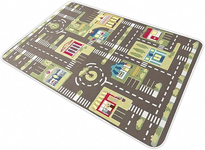 Kid Rug Carpet Playmat for Toy Cars and Train，Play Area Rug with Rubber Backing，Fun Throw Rug，Ideal Gift for Children Baby Bedroom Play Room(100×180cm/39×71in)