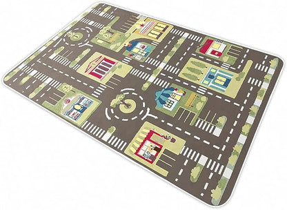 Kid Rug Carpet Playmat for Toy Cars and Train，Play Area Rug with Rubber Backing，Fun Throw Rug，Ideal Gift for Children Baby Bedroom Play Room(100×180cm/39×71in)