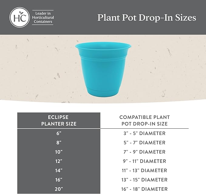 The HC Companies 20 Inch Eclipse Round Planter Pots with Drainage Holes & Attached Saucer, Lightweight UV-Resistant Plastic Indoor & Outdoor Planters, 2-Pack Flower Pots for Garden & Home Decor, Rose