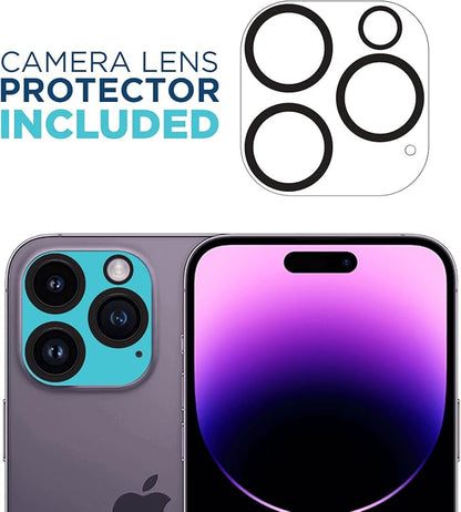Tech Armor 3 Pack Screen Protector + 1 Camera Lens Protector for iPhone 14 Pro 6.1 inch - Ballistic Tempered Glass, Case Friendly, Dynamic Island Compatible, Sensor Protection, HD, 9H Hardness