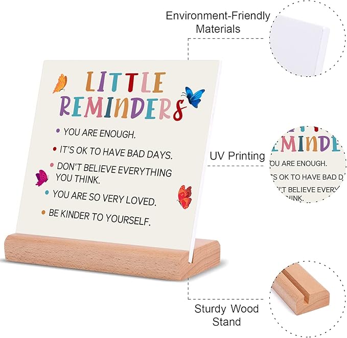 TIKTREE TIKTREE Inspirational Gifts For Women, Cheer Up Gifts for Women, Gifts for College Girls, Positive Home Office Sign With Wooden Stand for Home Office Desk Decorative Signs Plaques
