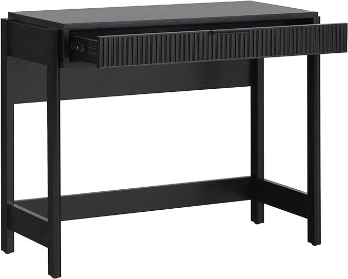 Walker Edison Office Writing and Computer Desk Spacious Desktop, Complementary in Living Spaces, 38 Inch, Reeded Black