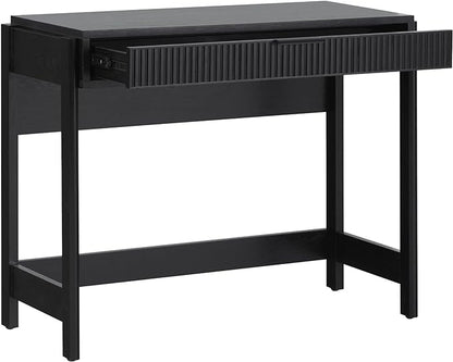 Walker Edison Office Writing and Computer Desk Spacious Desktop, Complementary in Living Spaces, 38 Inch, Reeded Black