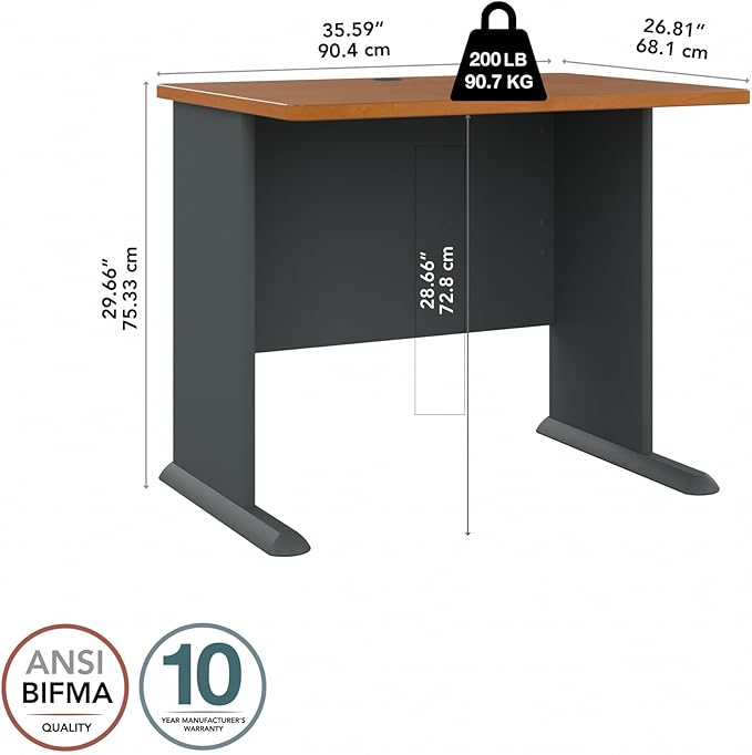 Bush Business Furniture Series A 36W Desk in Natural Cherry and Slate