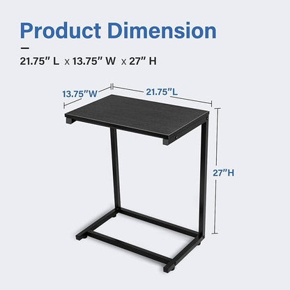 YSSOA Shelving Unit Hardwood Surface, Sofa-End Snack Desk, 21.75 Inch, Black-Thickened