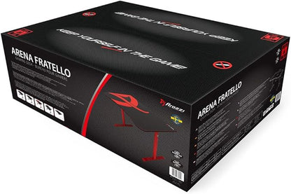 Arozzi Arena Fratello Curved Gaming and Office Desk with Full Surface Water Resistant Desk Mat Custom Monitor Mount Cable Management Cut Outs Under The Desk Cable Management Netting - Pink