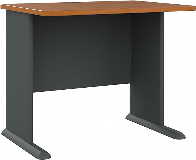 Bush Business Furniture Series A 36W Desk in Natural Cherry and Slate