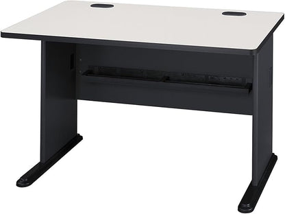 Bush Business Furniture Series A 48W Computer Desk in White Spectrum and Slate, Small Office Table for Home or Professional Workspace