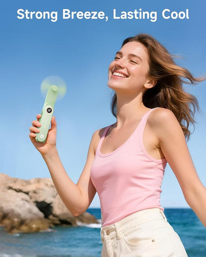 SWEETFULL Portable Handheld Mini Fan with LED Display, 3-in-1 Personal Foldable USB Rechargeable Hand Held Fan & Flashlight for Travel, Lash Eyelash, Cute Small Pocket for Women, Girls