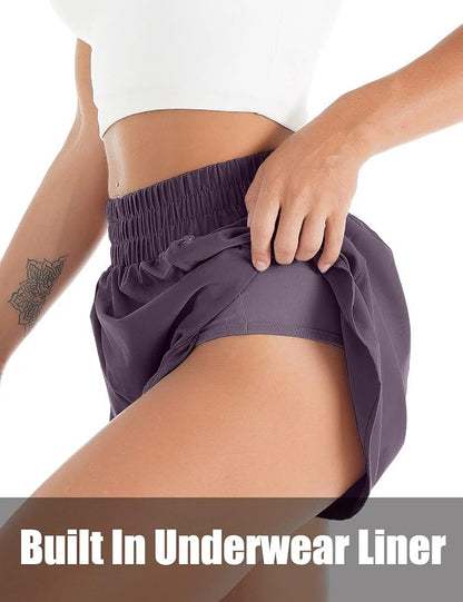 Blooming Jelly Women's Quick-Dry Running Shorts Workout Sport Layer Active Shorts with Pockets 1.75"
