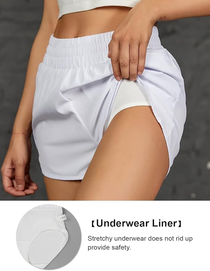 Blooming Jelly Women's Quick-Dry Running Shorts Workout Sport Layer Active Shorts with Pockets 1.75"