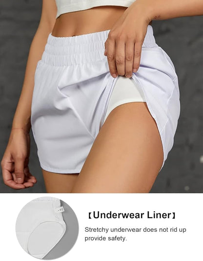 Blooming Jelly Women's Quick-Dry Running Shorts Workout Sport Layer Active Shorts with Pockets 1.75"
