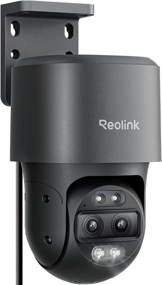 REOLINK TrackMix PoE Grey Dual-Lens PTZ Security Camera 6X Hybrid Zoom | 4K 355° Pan & 90° Tilt Auto Tracking, Smart Detection, 24/7 Recording, Color & IR Night Vision, Up to 512GB microSD Card