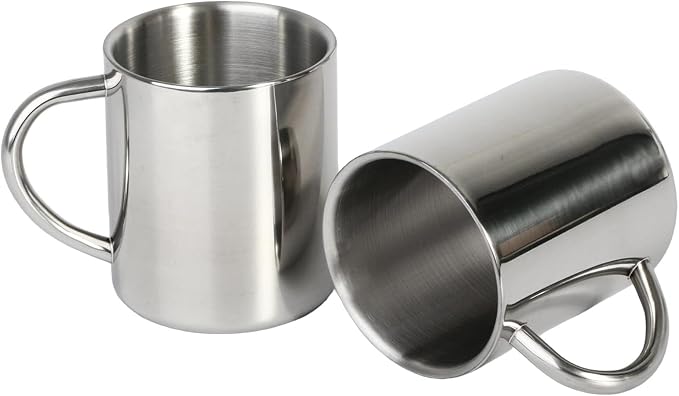 IMEEA Small Coffee Mug 10oz Double Wall Stainless Steel Cups, Set of 2