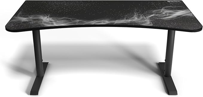 Arozzi Arena Special Edition Ultrawide Curved Gaming and Office Desk with Full Surface Water Resistant Desk Mat Custom Monitor Mount Cable Management Cut Outs - Gunmetal Galaxy