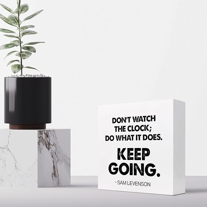 Keep Going Wood Box Signs,Inspirational Quote Wood Plaque Sign Desk Decor,Rustic Motivational Wooden Block Sign Decor for Home Office Shelf Desk Table Decoration C1069