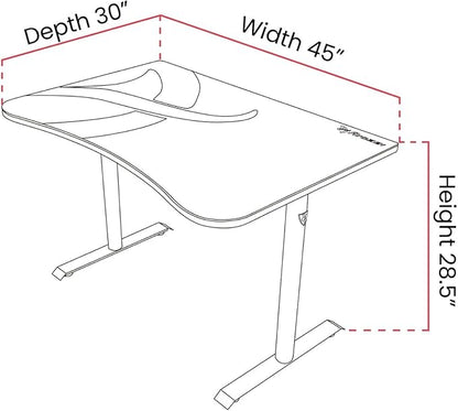 Arozzi Arena Fratello Curved Gaming and Office Desk with Full Surface Water Resistant Desk Mat Custom Monitor Mount Cable Management Cut Outs Under The Desk Cable Management Netting - Pink