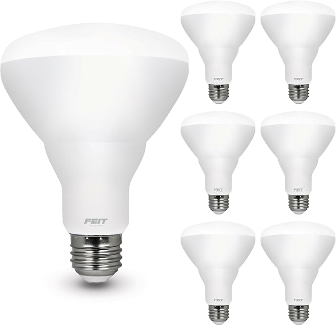 Feit Electric BR30 LED Light Bulbs, 100W Equivalent, Dimmable, E26 Standard Base, 80 CRI, 1400 Lumens, 5000K Daylight, 120V, 10 Years Lifetime, Damp Rated, 6 Pack, 100BR30DM85010KLED/6