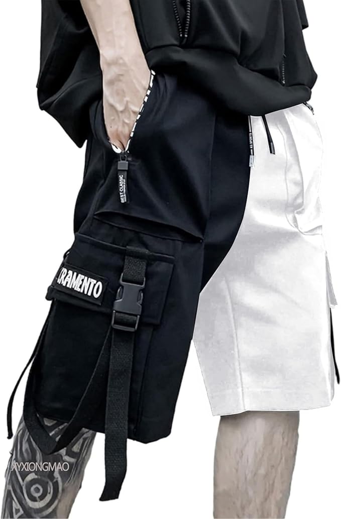 XYXIONGMAO Men's Joggers Techwear Black Hip Hop Cargo Shorts Streetwear Sweatpants Cargo Pants for Men