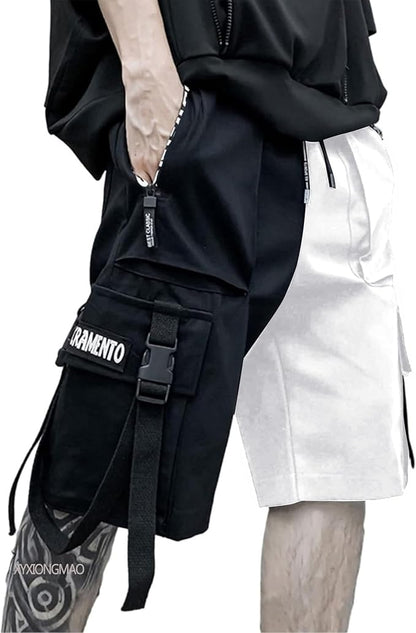 XYXIONGMAO Men's Joggers Techwear Black Hip Hop Cargo Shorts Streetwear Sweatpants Cargo Pants for Men