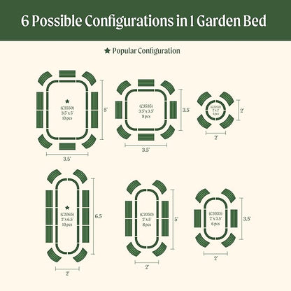 Vego garden Raised Garden Bed Kits, 17" Tall 6 in 1 Modular Metal Raised Planter Bed for Vegetables Flowers Patio Ground Planter Box-Olive Green