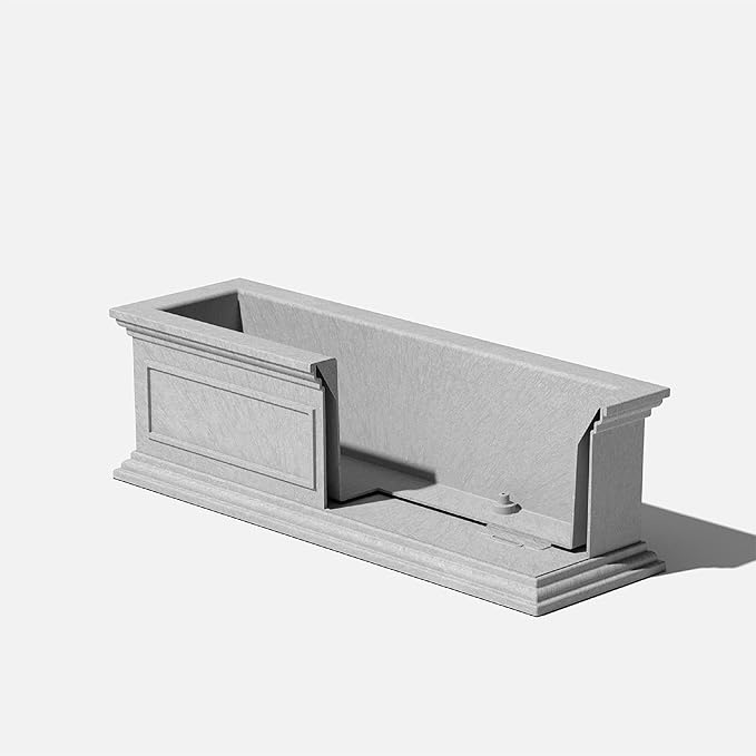 Veradek Brixton Window Box Plastic Planter - Large Rectangular Planter for Outdoor Balcony/Windowsill | Crack-Resistant All-Weather | Classic Estate Design for Flowers, Herbs, Succulents