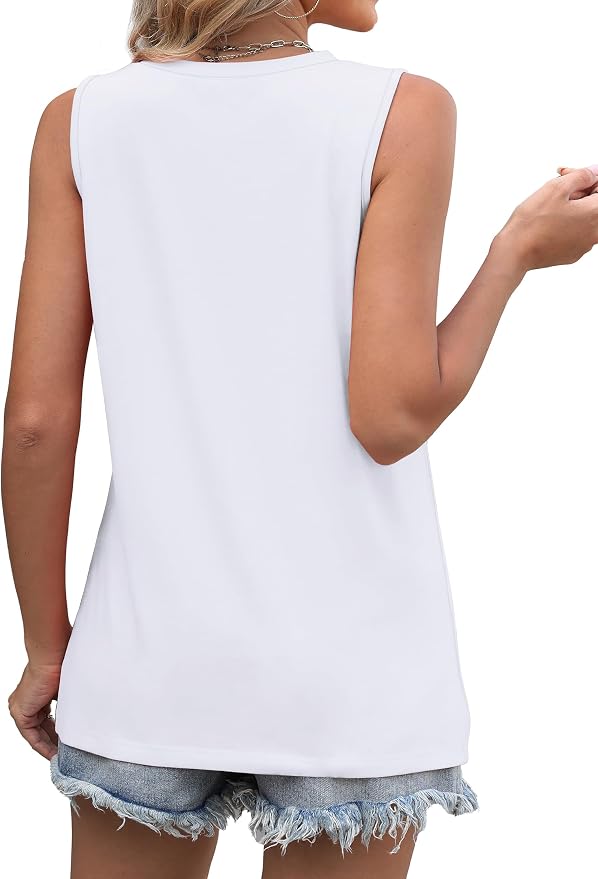 WIHOLL Women's Sleeveless Summer Crewneck Loose Fit Tank Tops