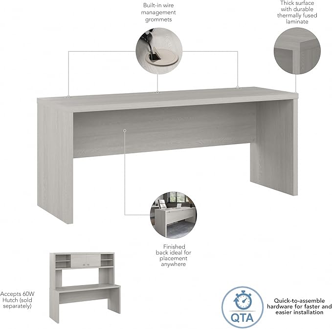 Bush Business Furniture Echo Computer Desk, 72W, Gray Sand