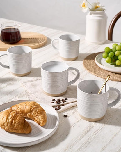 famiware Coffee Mugs Set of 4, 13 oz Mug Set, Ceramic Cup Set with Handle for Coffee, Tea, Cocoa, Milk, Constellation Series, White