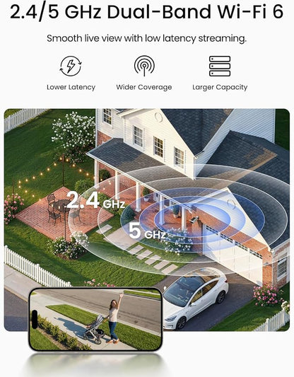 REOLINK Security Cameras Wireless Outdoor, 3K 5MP Dual-Band WiFi 6, Person/Vehicle/Animal Smart AI Detection, IP67, Local Storage, Smart Alerts, No Subscription, Home Hub Mini with 2X Argus Solar